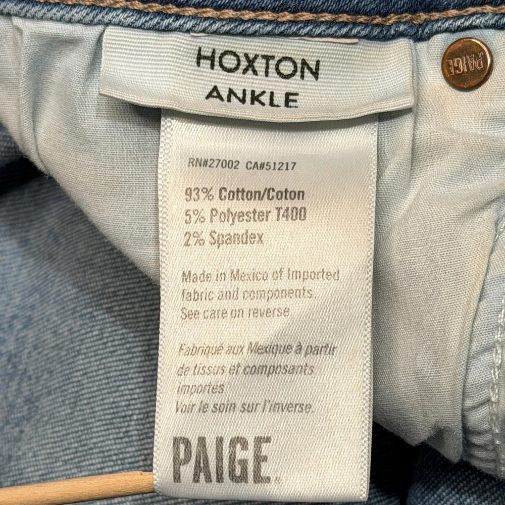 Paige Hoxton Ankle Jeans Women 29‎ Blue High Rise Raw Hem Skinny Stretch Denim